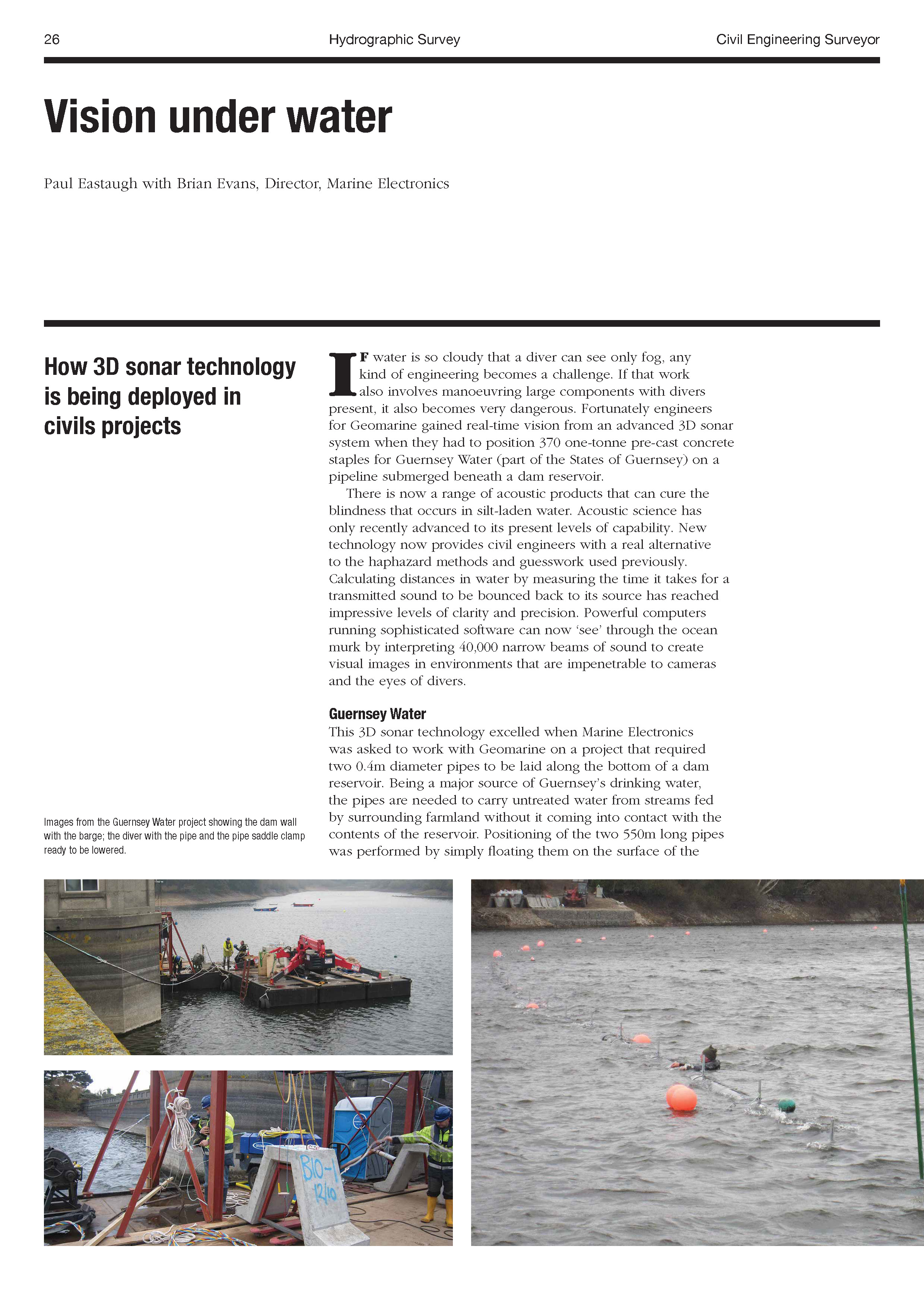 Geomarine reservoir project recognised in Civil Engineering Surveyor