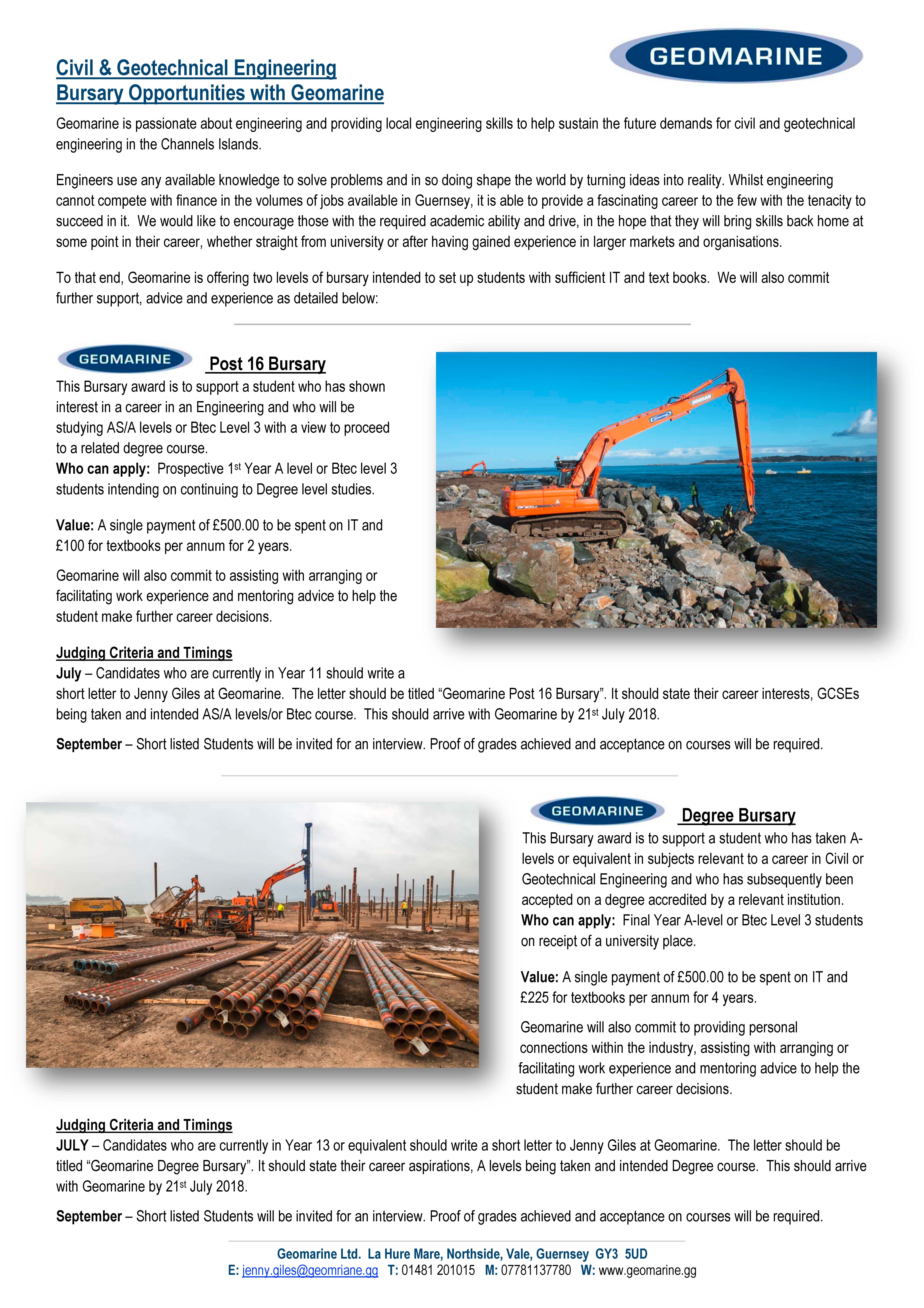 Geomarine Guernsey Bursary Scheme